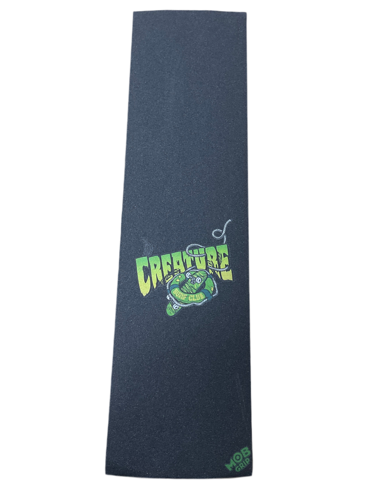 Skateboard grip tape with 'The Creature' logo on a white background