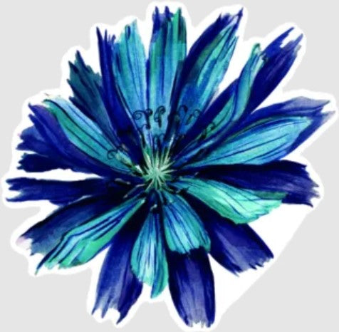 Car Sticker - Blue Painted Flower