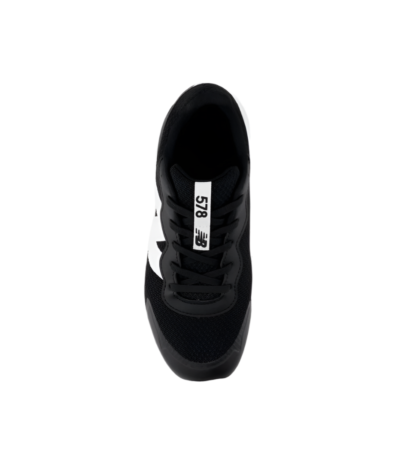 Black sneaker with a white sole on a white background