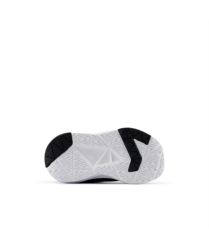 White sneaker sole with black accents on a white background