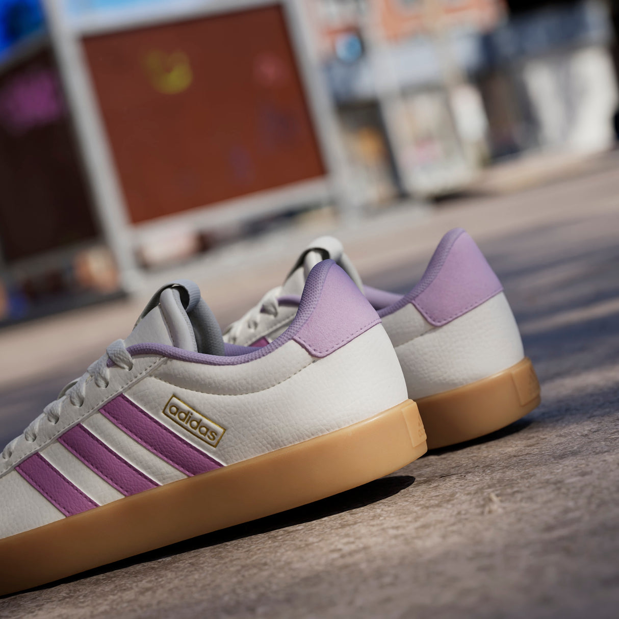 Adidas VL Court 3.0 - Womens Court Shoe | Cream - Purple | Sneakers Plus