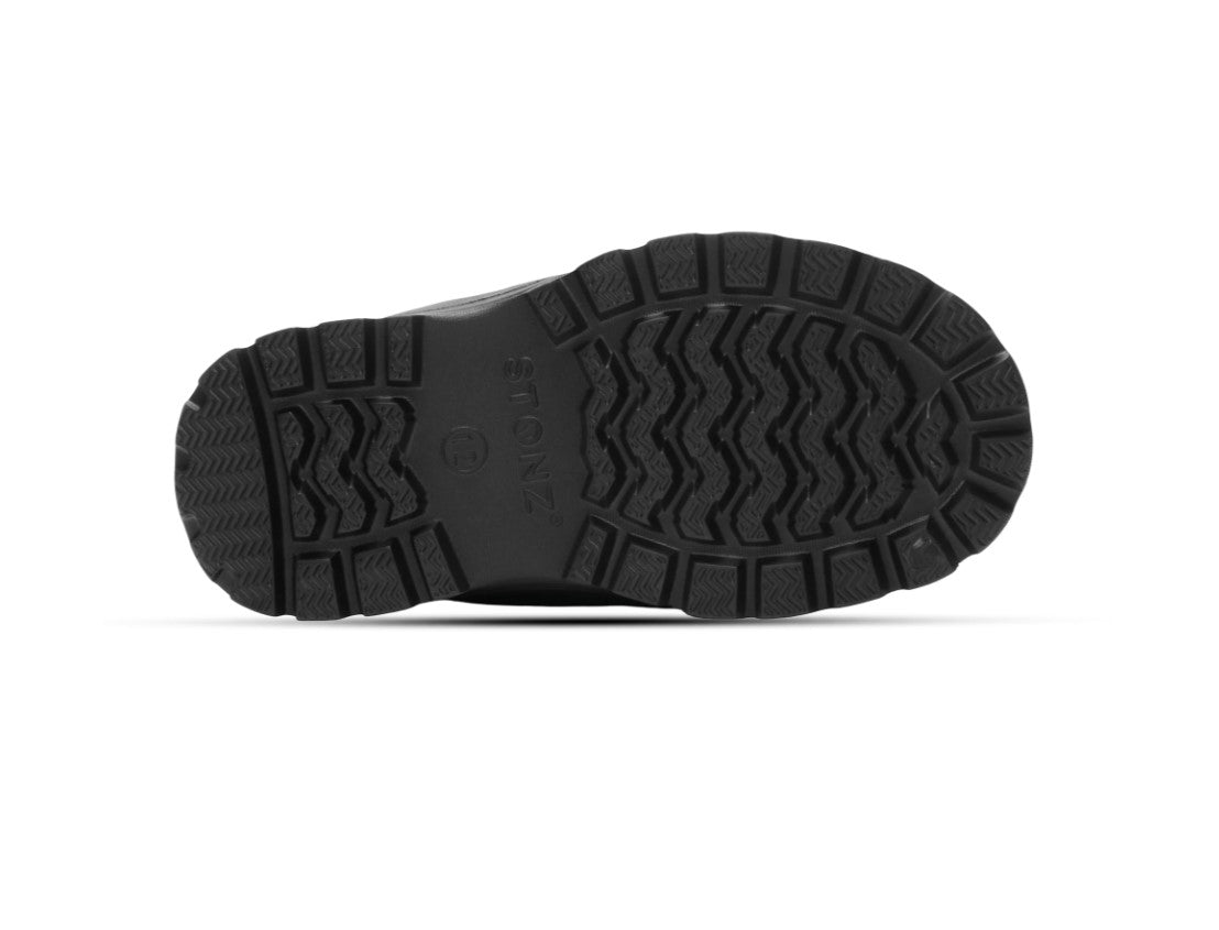 Black boot sole on a white background