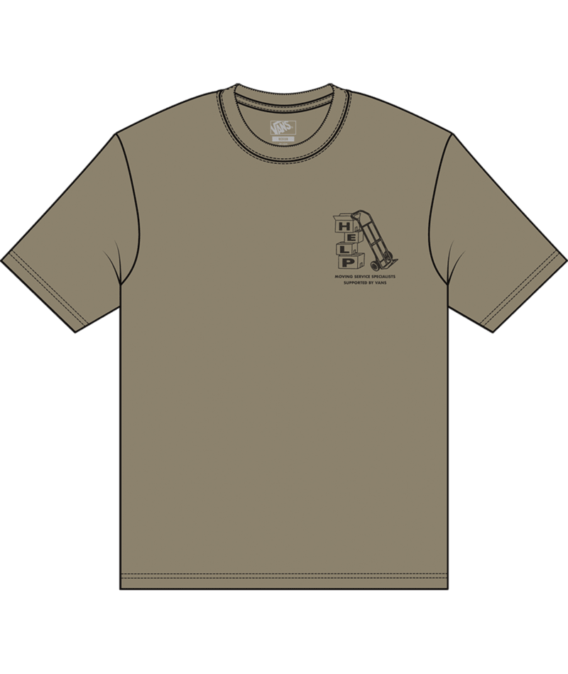 Greenish t-shirt with a logo on the chest against a green background