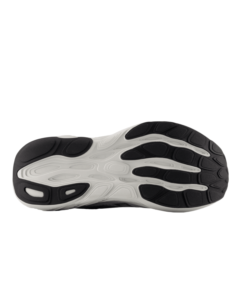 Close-up of a black and white athletic shoe sole on a white background