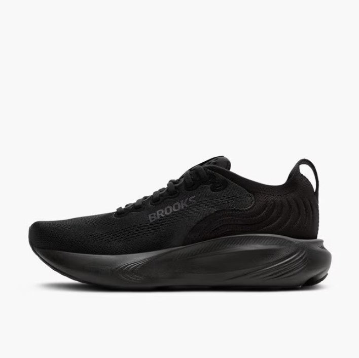Black athletic shoe on a white background