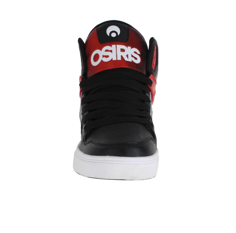 Black and red Osiris sneaker on a white background