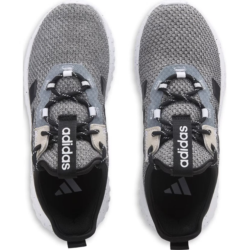 Pair of Adidas running shoes on a white background