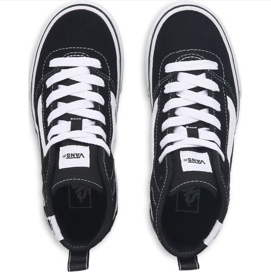 Black sneakers with white laces on a white background