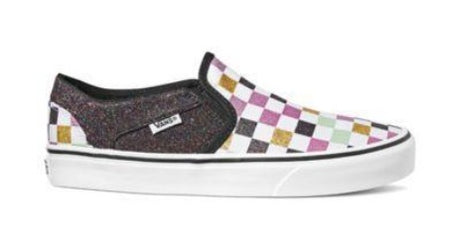 Vans Asher Womens Slip On Glitter Checkerboard Shoe | Sneakers Plus