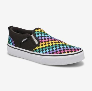 Vans Asher - Kids Slip On Shoe Rainbow Mini Check | Sneakers Plus