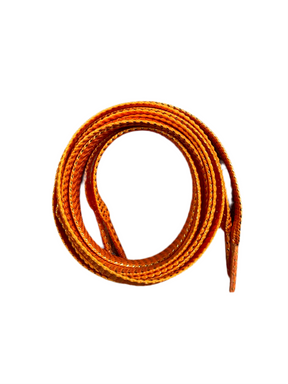 Orange shoelace on a white background