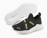 Puma Wired Run Slip On Flash Jr - Kids Running Shoe Black-Gold | Sneakers Plus