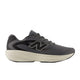 grey running shoe with black accents and a white sole on a white background