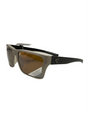 A pair of RYE sunglasses with a gunmetal frame, black temples, and brown lenses.