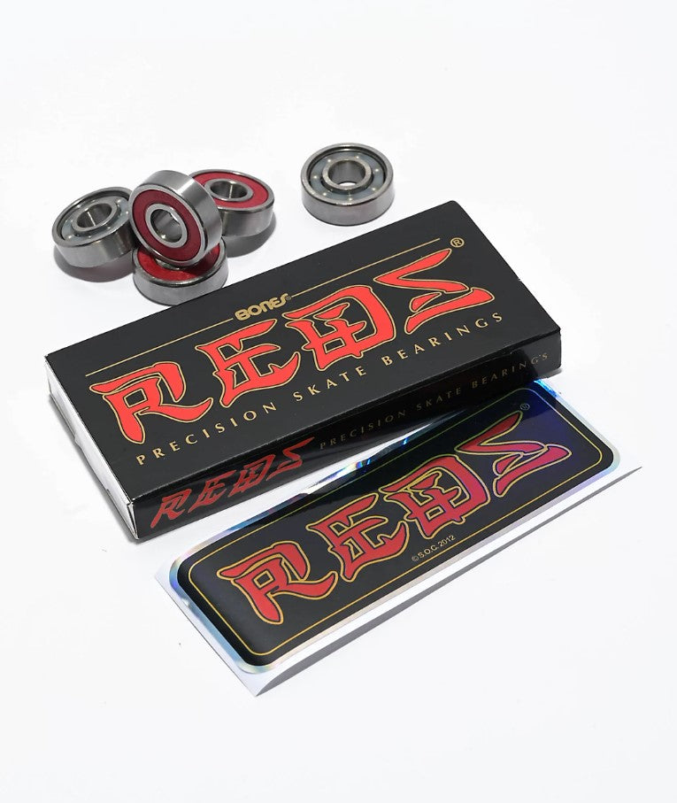 Box of Bones Precision Skate Bearings with bearings on a white background