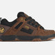 Brown and black DVS skate shoe with gold accents on a white background.  Can be purchased at www.sneakersplus.ca