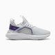 White and purple Puma sneaker on a white background.  Can be purchased at www.sneakersplus.ca