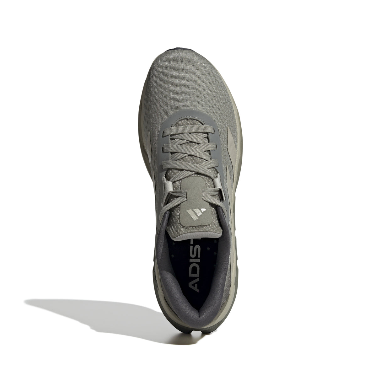 Gray Adidas running shoe on a white background