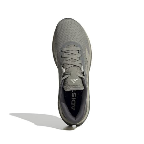 Gray Adidas running shoe on a white background