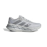 Grey running shoe with Adidas logo on a white background.  Can be purchased at www.sneakersplus.ca