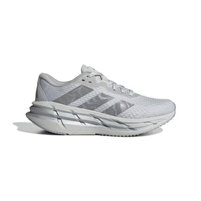 Grey running shoe with Adidas logo on a white background.  Can be purchased at www.sneakersplus.ca