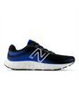 Black and blue New Balance running shoe with white sole on a white background.  Can be purchased at www.sneakersplus.ca