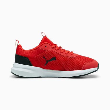 Red Puma running shoe with black accents on a white background.  Can be purchased at www.sneakersplus.ca