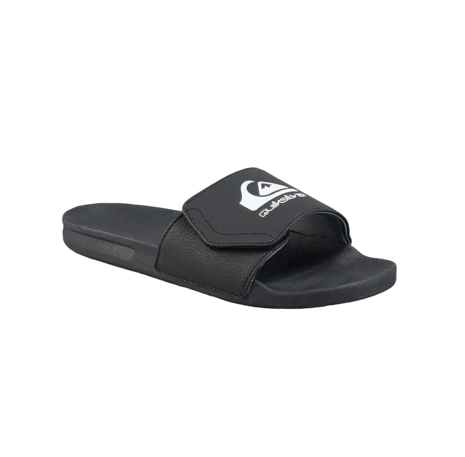 black slide with a visible brand logo on a white background