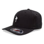 Black cap with a logo on a white background