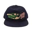 Navy cap with a green monster on a skateboard graphic and 'Santa Cruz' logo on a white background
