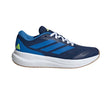 Blue Adidas running shoe on a white background