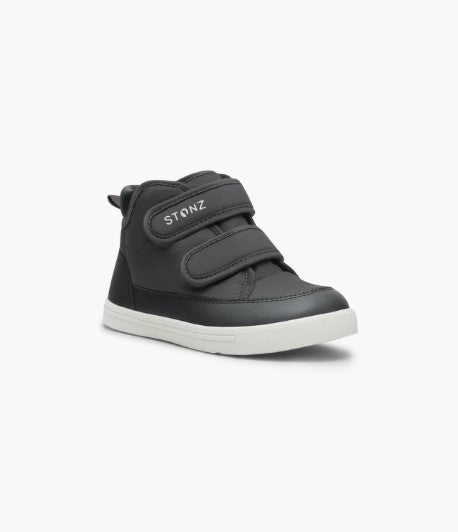 Stonz Journey Toddler & Kid Cool Weather Shoe in the colour Charcoal-Black.  Shop Sneakers Plus