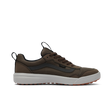Brown sneaker with white sole on a white background