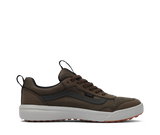 Brown sneaker with white sole on a white background