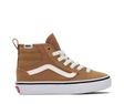 Brown Vans sneaker with white laces on a white background