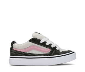 Black, white, and pink sneaker on a white background