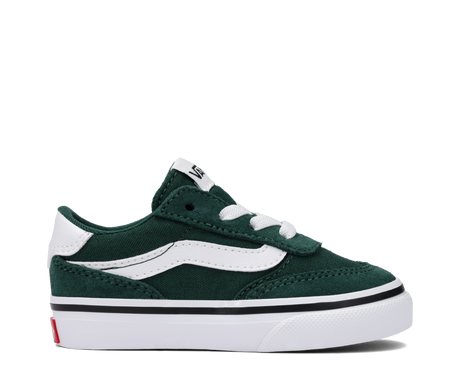 Green and white sneaker with a White sole on a white background