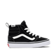 Black and white Vans sneaker with a visible brand logo on a transparent background