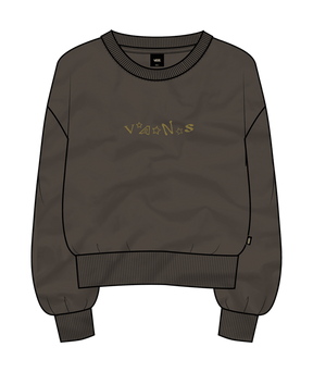 Greenish - Brown sweatshirt with 'Vans' logo on a transparent background
