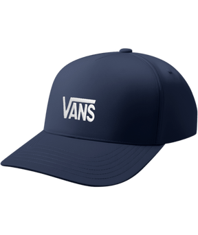 Navy blue cap with Vans logo on a transparent background