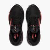 Black and red athletic shoes on a white background