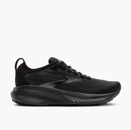 Black brooks athletic shoe on a white background