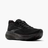 Black running shoe on a white background