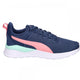 Navy blue Puma running shoe with pink and green accents on a white background.  Can be purchased at www.sneakersplus.ca