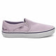 Purple slip-on sneaker with white sole on a white background