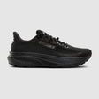 Black running shoe with 'Brooks' branding on a light gray background