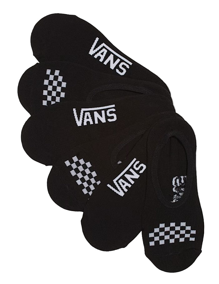 Set of black Vans socks with checkered pattern on a light gray background