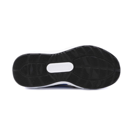 Black shoe sole with a white label on a white background