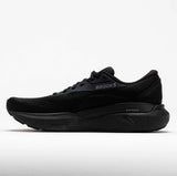Black running shoe with 'Brooks' branding on a white background