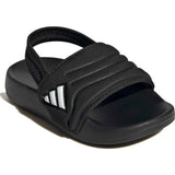 Black sandal with Adidas logo on a white background